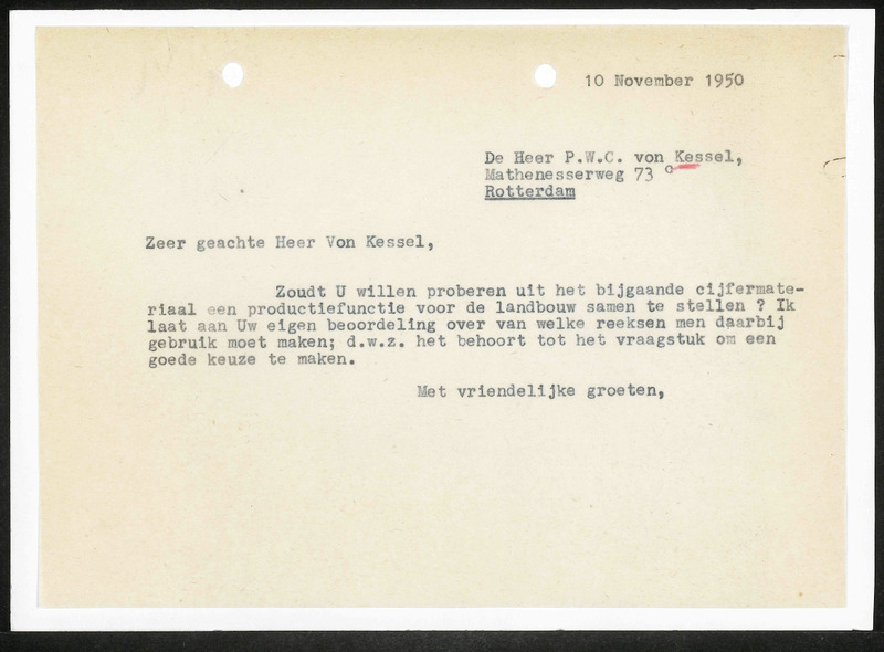 Letter to P.W.C. van Kessel