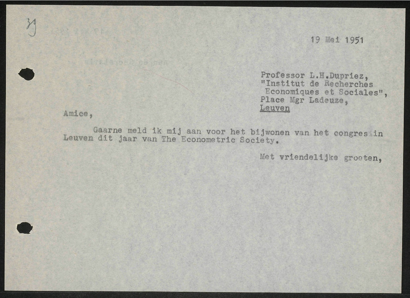 Letter to L.H. Dupriez