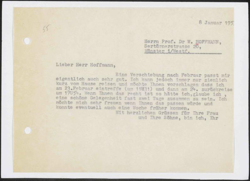 Letter to Walther Hoffmann