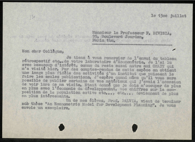 Letter to F. Divisia