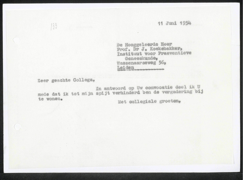 Letter to J. Koekebakker