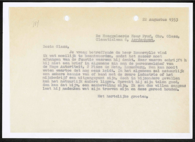 Letter to Ch. Glasz