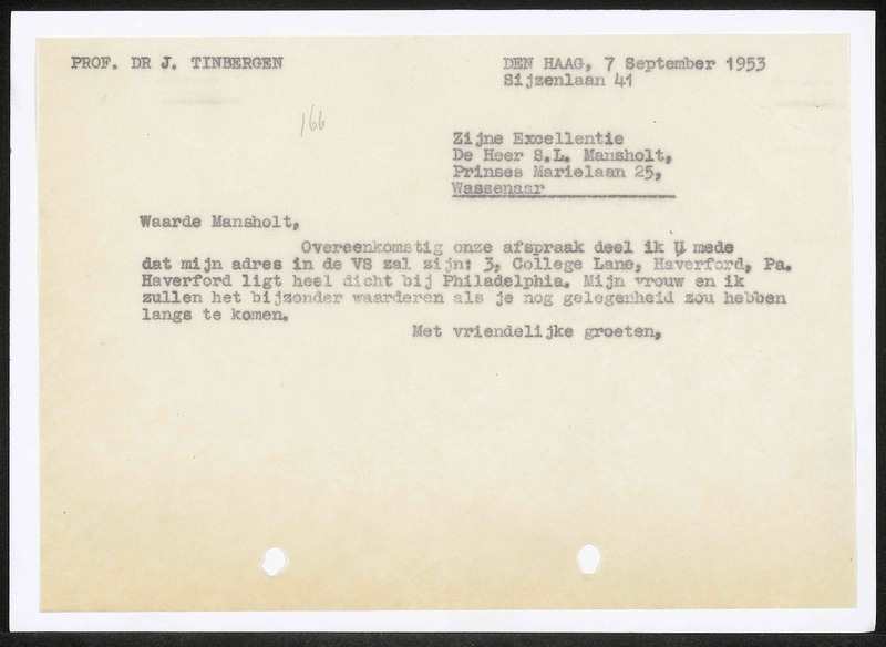 Letter to S.L. Mansholt