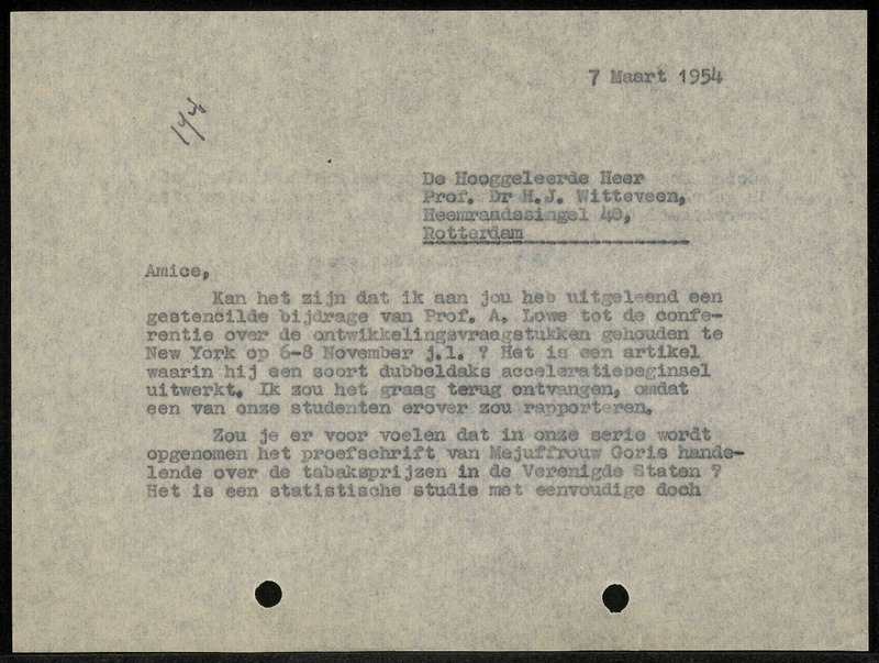 Letter to H.J. Witteveen