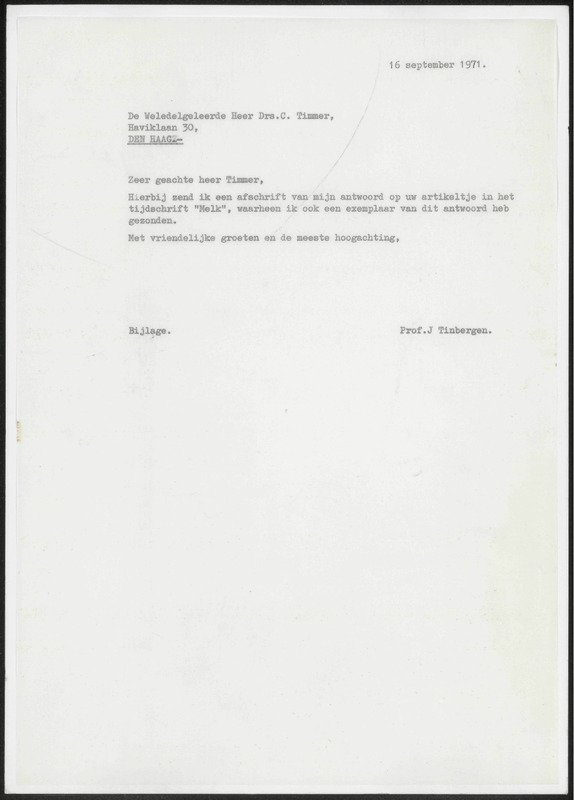 Letter to C. Timmer