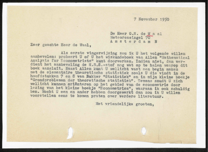 Letter to G.N. de Waal