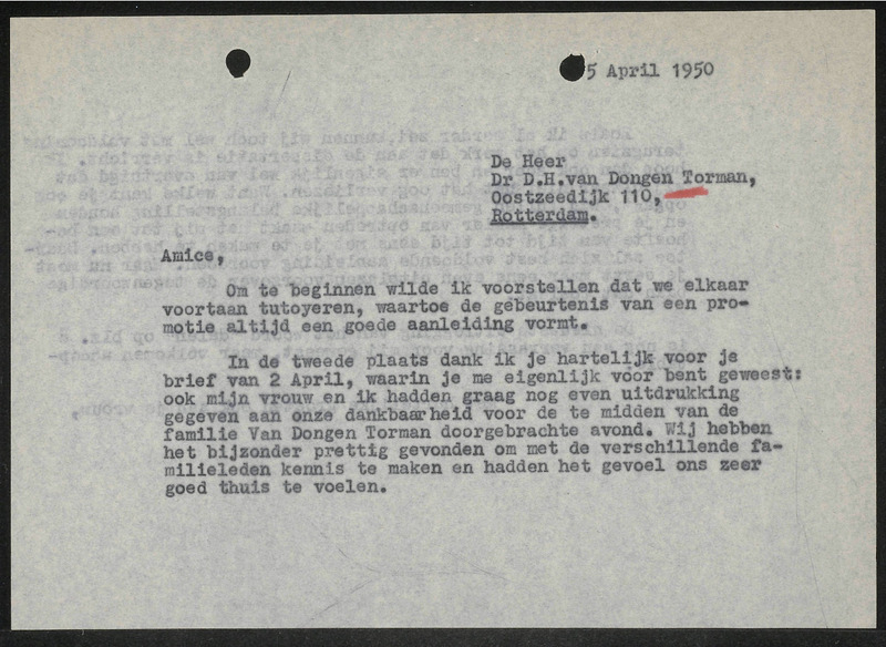 Letter to D.H. van Dongen Torman