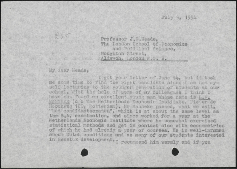 Letter to J.E. Meade