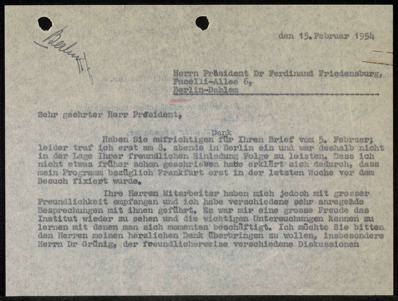 Letter to Friedensburg