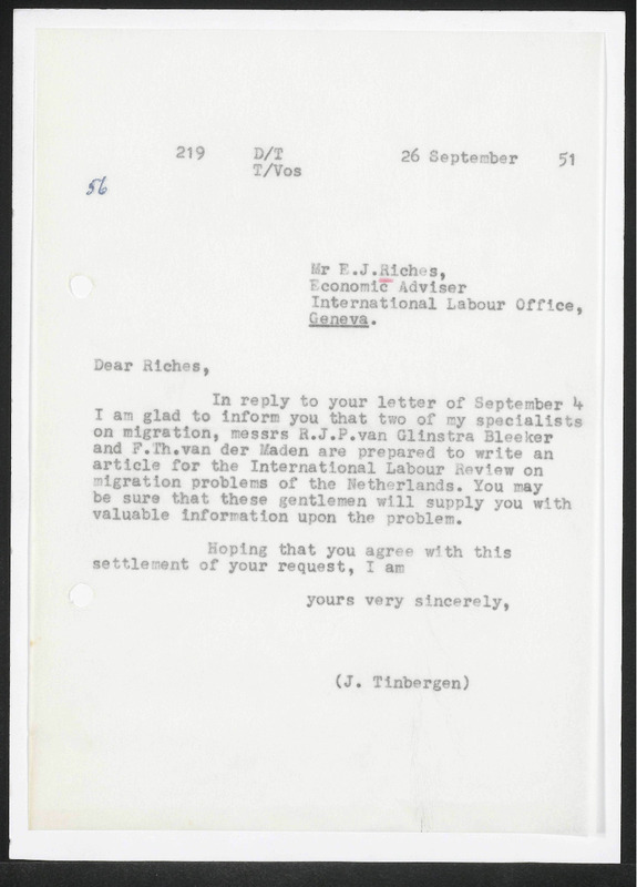 Letter to E.J. Riches