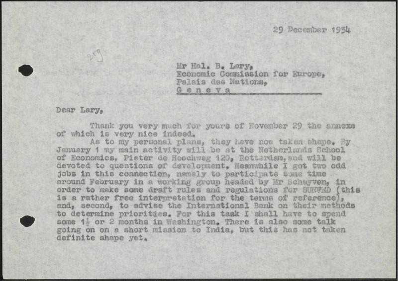 Letter to H.B. Lary