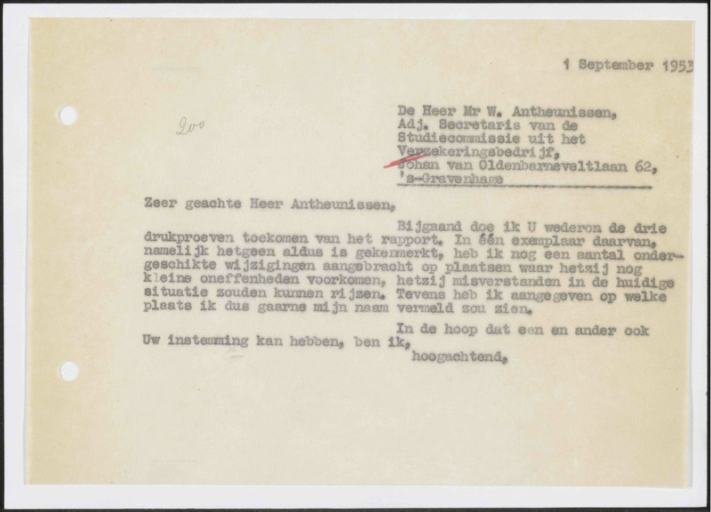 Letter to W. Antheunissen