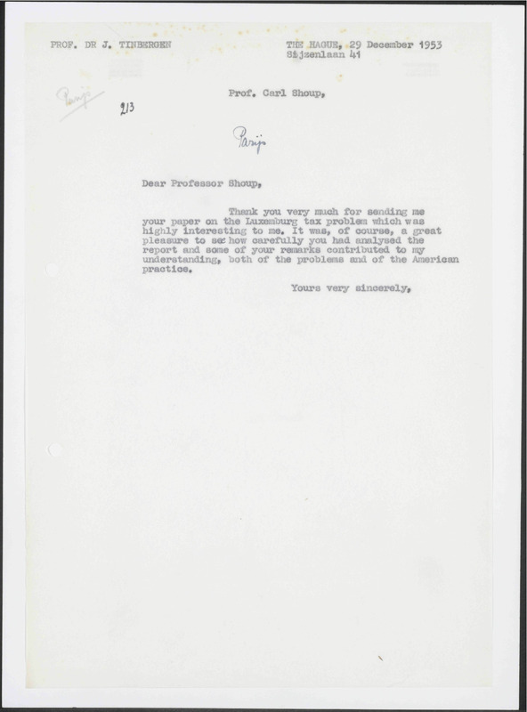 Letter to C. Shoup