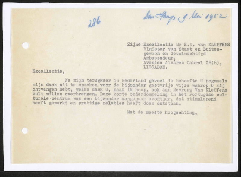 Letter to E.N. van Kleffens