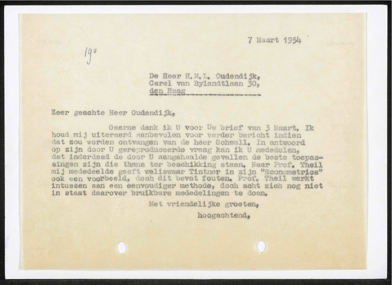 Letter to H.M.L. Oudendijk