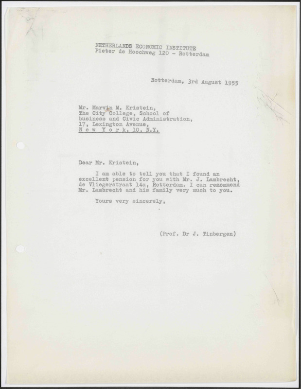 Letter to M.M. Kristein