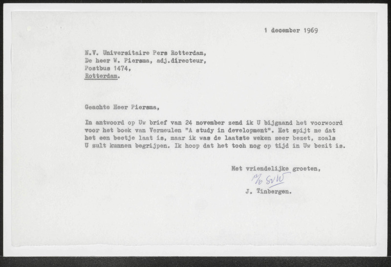 Letter to W. Piersma