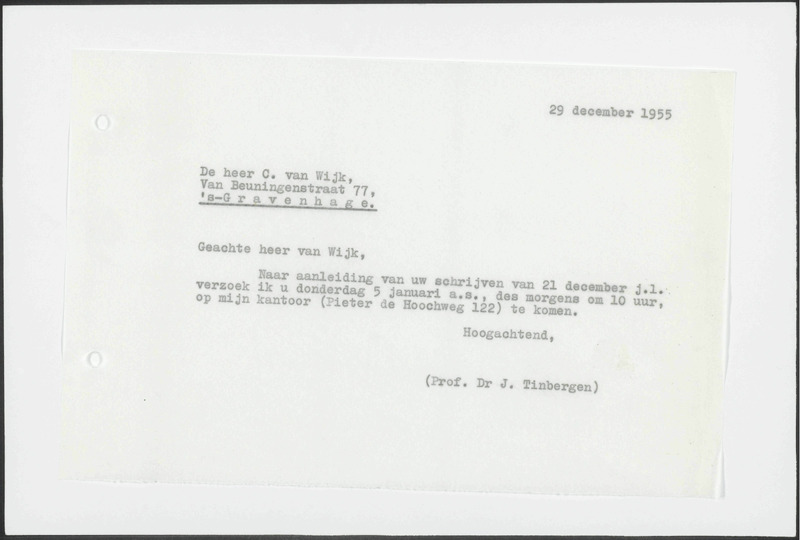 Letter to C. van Wijk