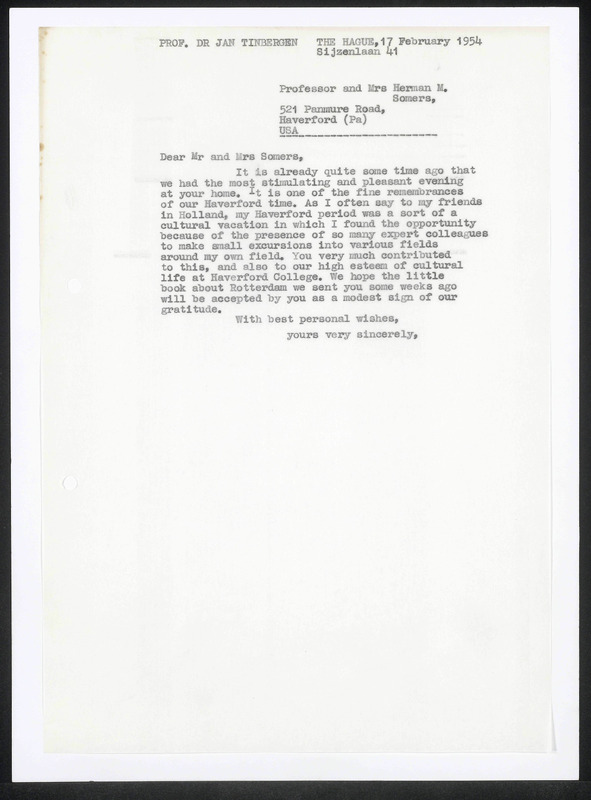 Letter to H.M. Somers
