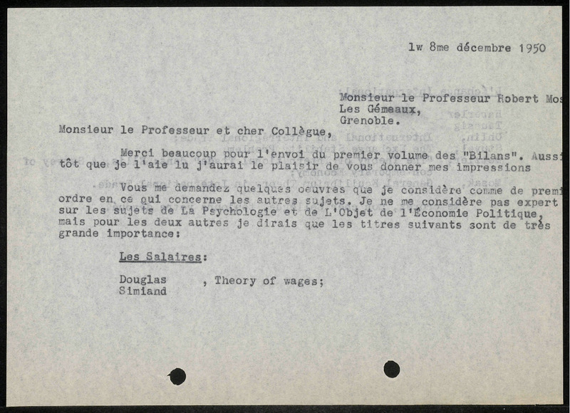 Letter to R. Mossè