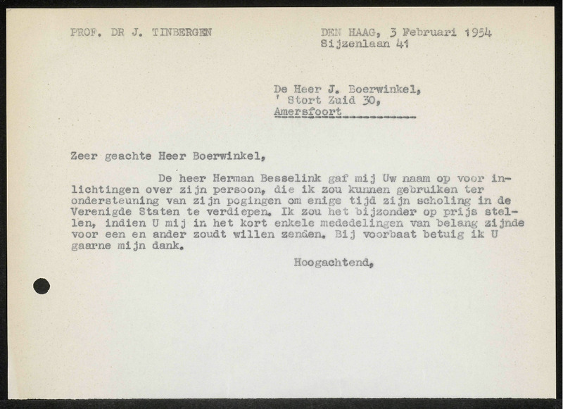 Letter to J. Boerwinkel