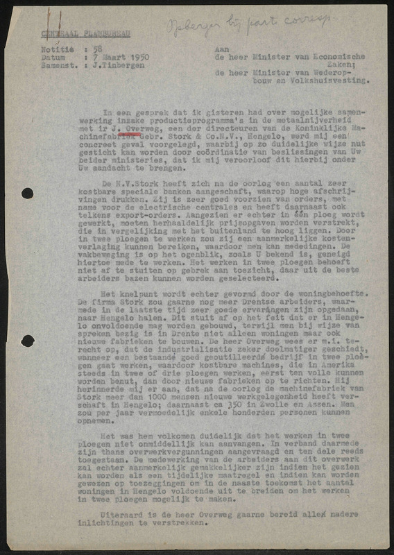 Letter to Ministerie van Economische Zaken