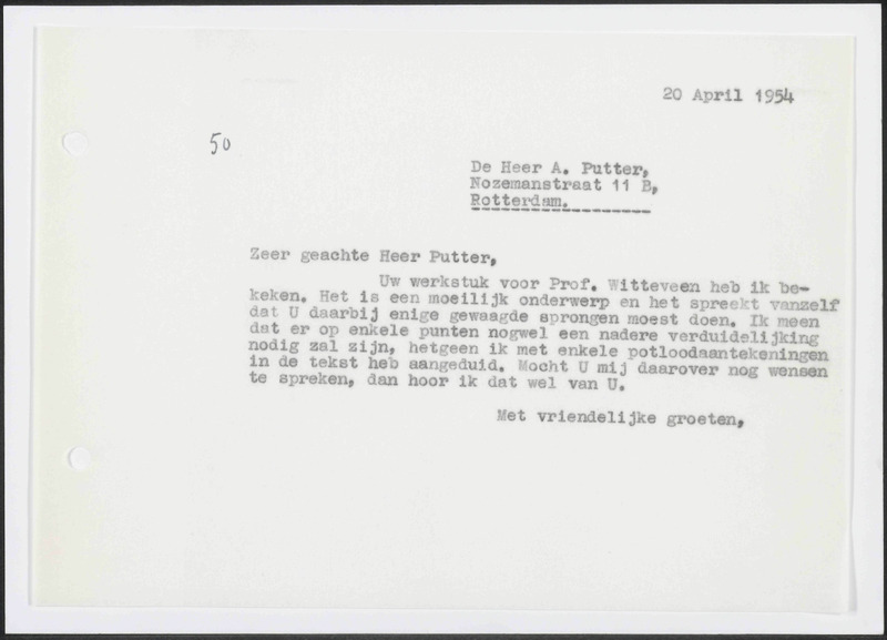Letter to A. Putter