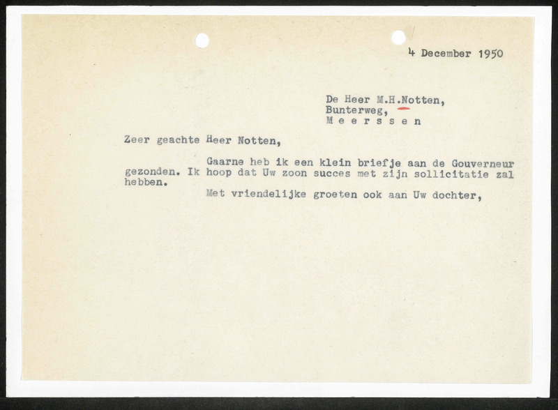 Letter to M.H. Notten