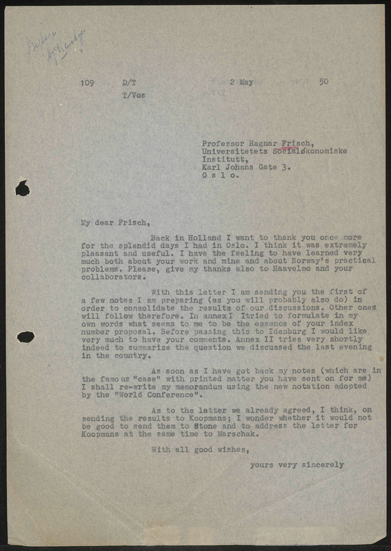 Letter to R. Frisch