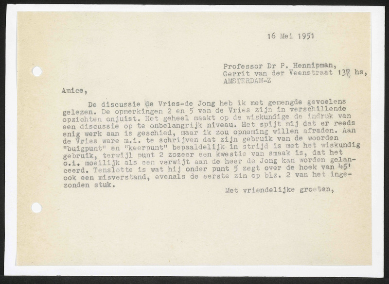 Letter to P. Hennipman