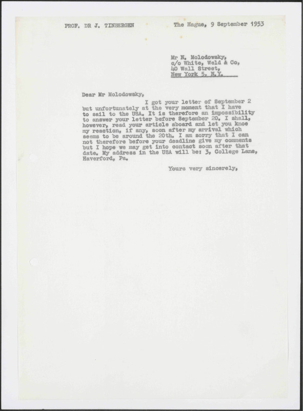 Letter to N. Molodowsky