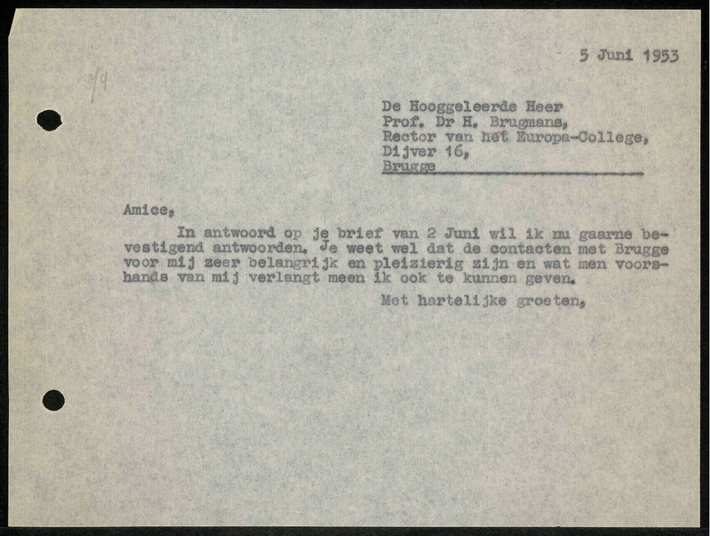 Letter to H. Brugmans