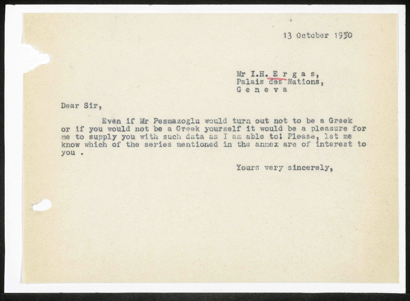 Letter to I.H. Ergas