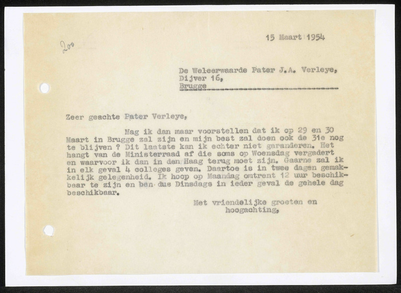 Letter to Verleye
