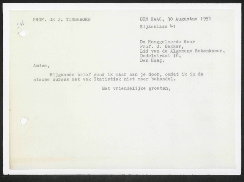 Letter to O. Bakker