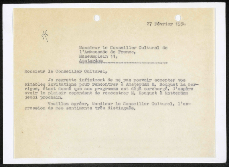 Letter to Ambassade de France