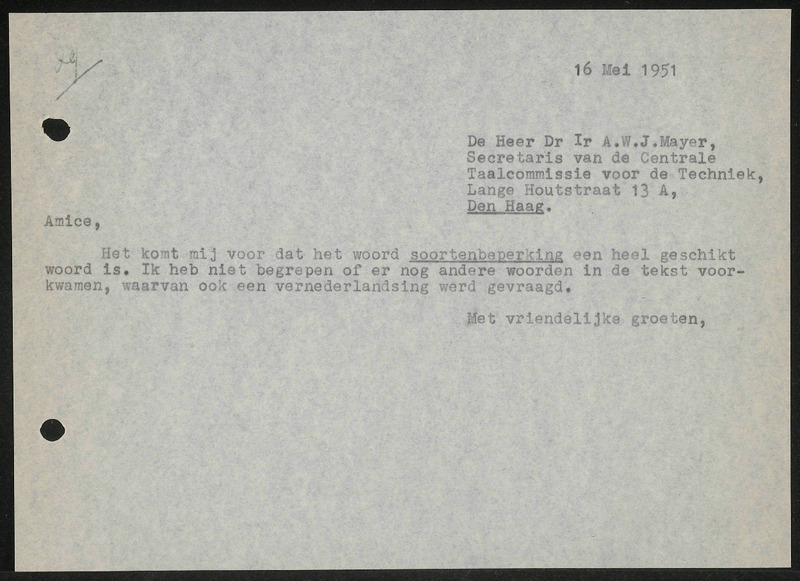 Letter to A.W.J. Mayer