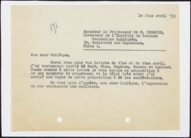 Letter to F. Perroux