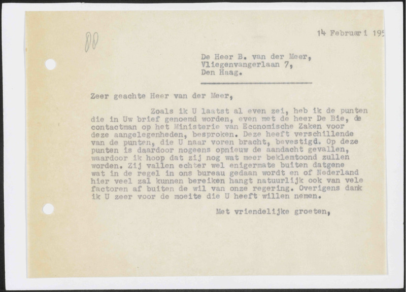 Letter to B. van der Meer