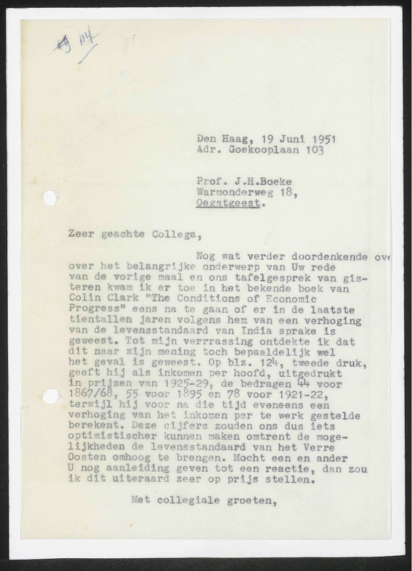 Letter to J.H. Boeke
