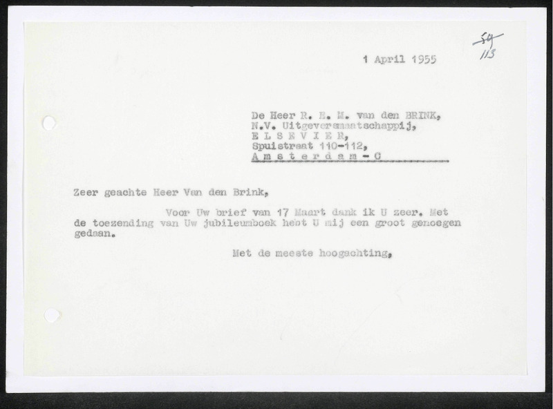 Letter to R.E.M. van den Brink
