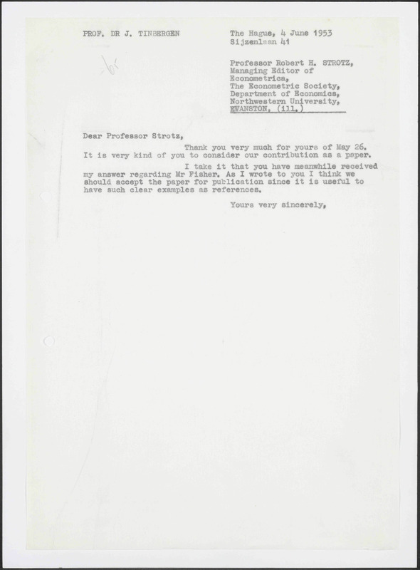 Letter to R.H. Strotz