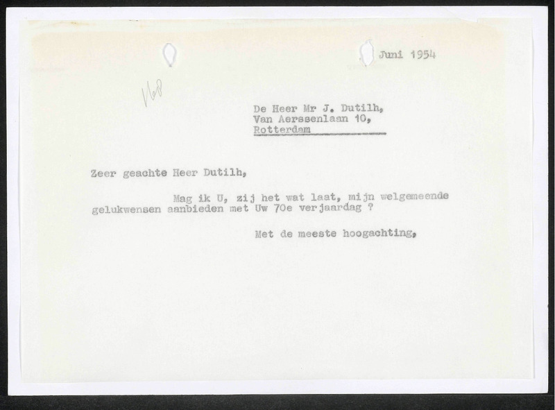 Letter to J. Dutilh