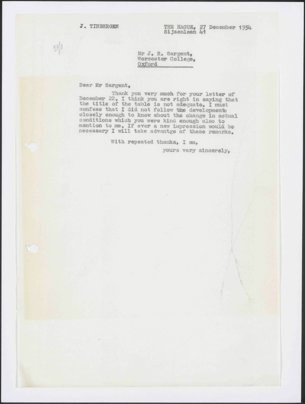 Letter to J. R. Sargent