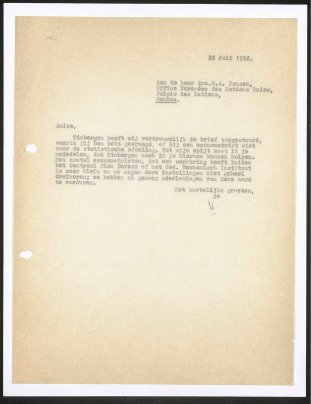 Letter to M.A. Jansen