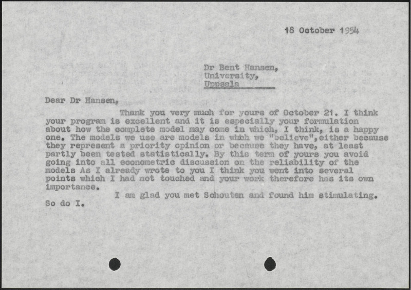 Letter to B. Hansen