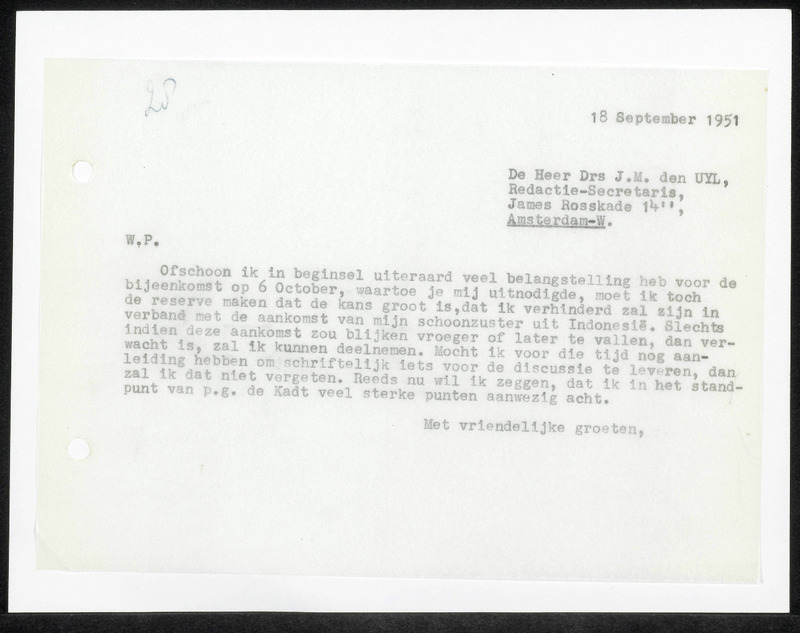 Letter to J.M. den Uyl