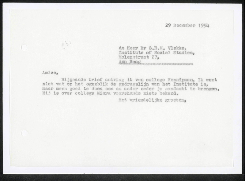 Letter to B.H.M. Vlekke