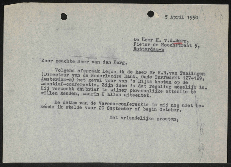 Letter to C. van den Berg