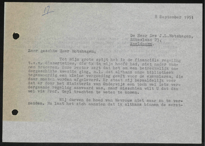 Letter to J.L. Motshagen